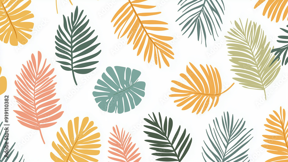Obraz premium Seamless pattern with Palm leaves. boho leaves repeating pattern for nursery decor.