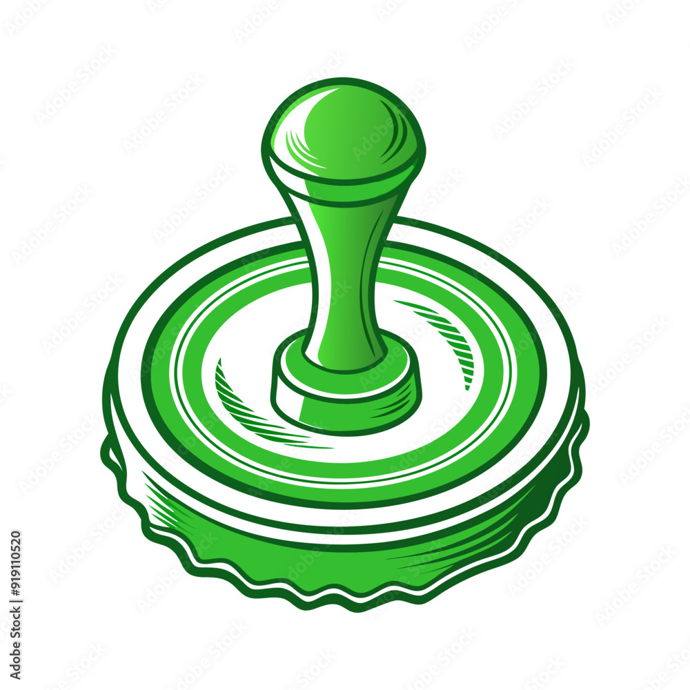 Green stamp pad with wooden handle standing on white background is making an imprint. Approved concept. Vector illustration Green stamp pad with wooden handle standing on white background is making an imprint. Approved concept. Vector illustration