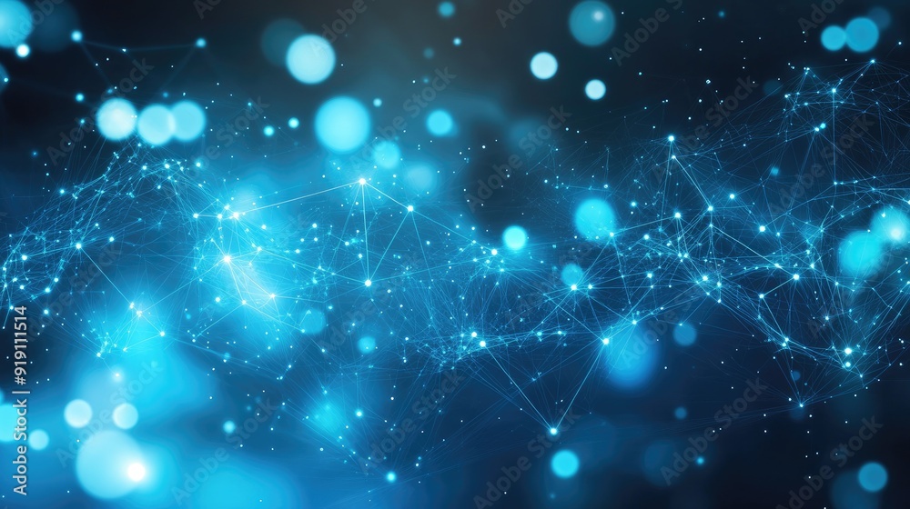 Blue abstract background with a network grid and particles connected Blue abstract background with a network grid and particles connected