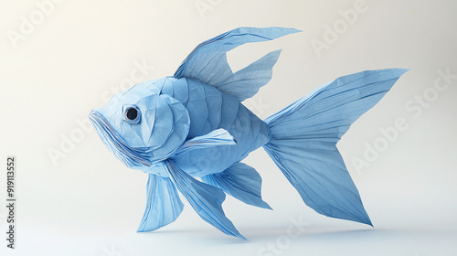 a blue fish made of paper