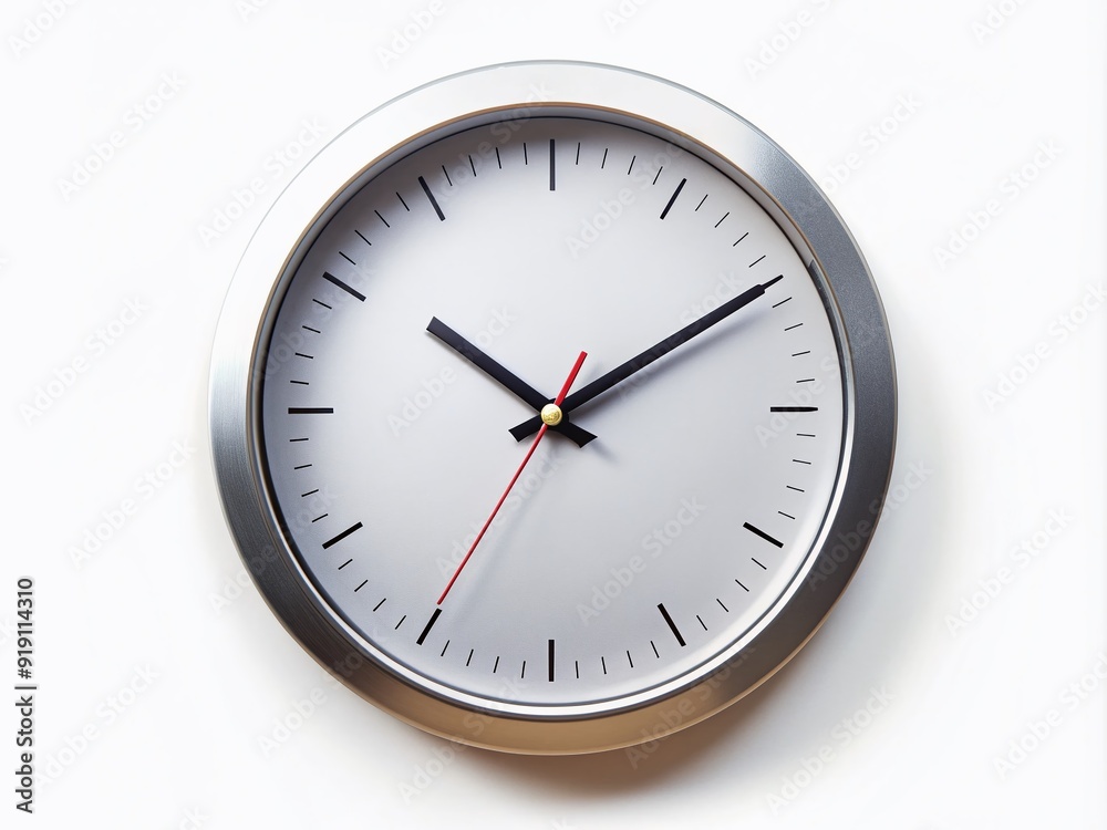 A precision clock face isolated on a white background showcases the concept of time, highlighting the importance of punctuality and time management in a professional setting. A precision clock face isolated on a white background showcases the concept of time, highlighting the importance of punctuality and time management in a professional setting.