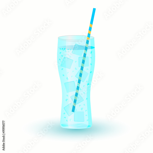 A glass of fresh clean water with a juice straw.
