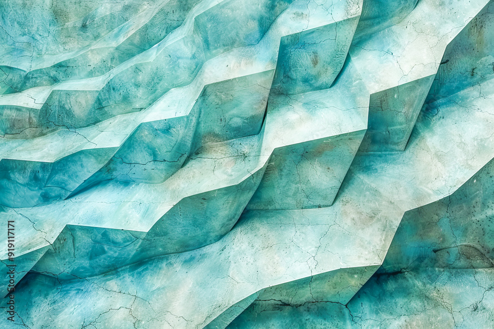 Obraz premium Abstract turquoise concrete wall forming repetitive pattern texture background