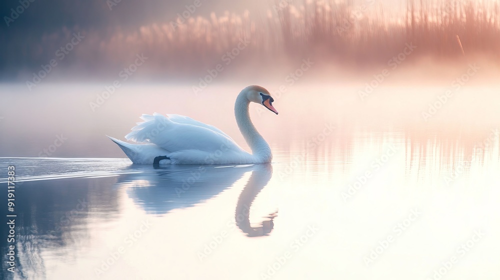 Graceful Swan Reflecting on Still Water - A Stunning Nature Photo Graceful Swan Reflecting on Still Water - A Stunning Nature Photo