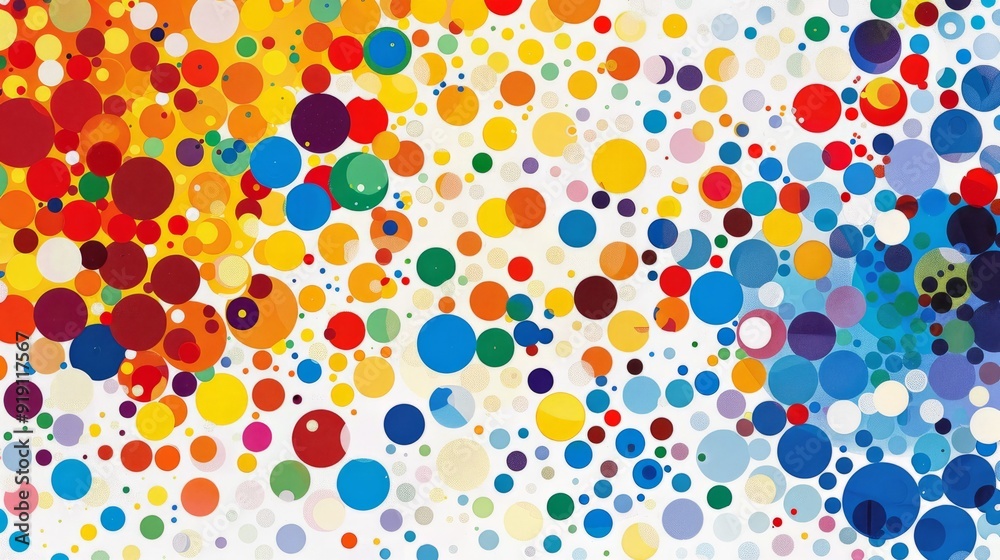 A bunch of different colored circles on a white background.