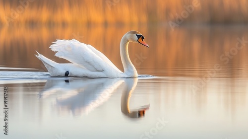 Graceful Swan Gliding on Tranquil Water - Stunning Nature Photography
