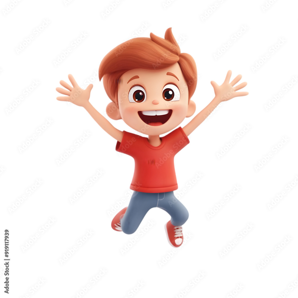 child jumping in the air isolated