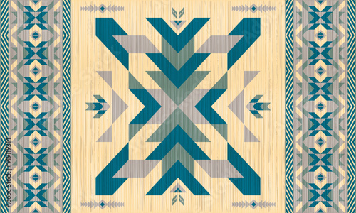 American tribal ethnic native pattern.Traditional Navajo,Aztec,Apache,Southwest and Mexican style fabric pattern.Abstract vector motifs pattern.For fabric,clothing,blanket,carpet,woven,wrap,decoration