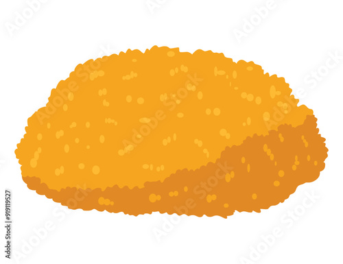 Fried chicken. Crispy fried strips on white background. Beautiful delicious in cartoon style. Fresh fast food fry meat