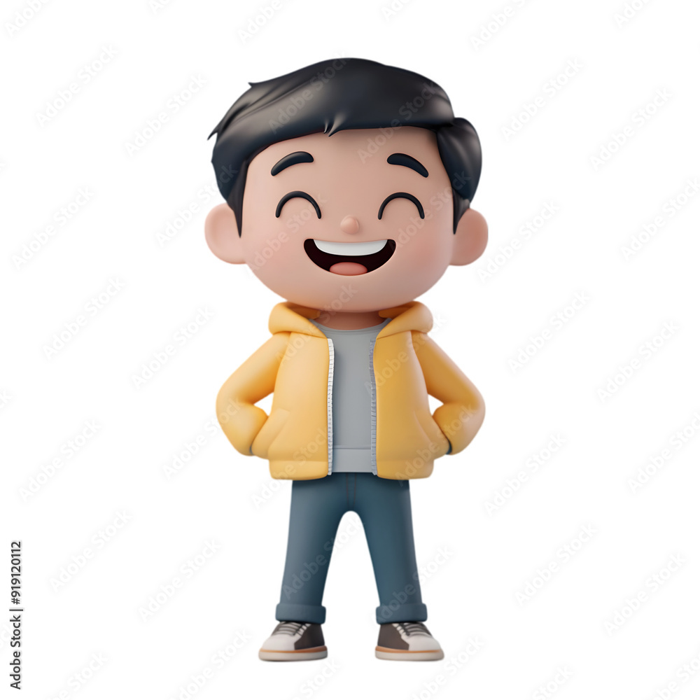 Happy smiling Asian cartoon character, boy kid isolated Happy smiling Asian cartoon character, boy kid isolated