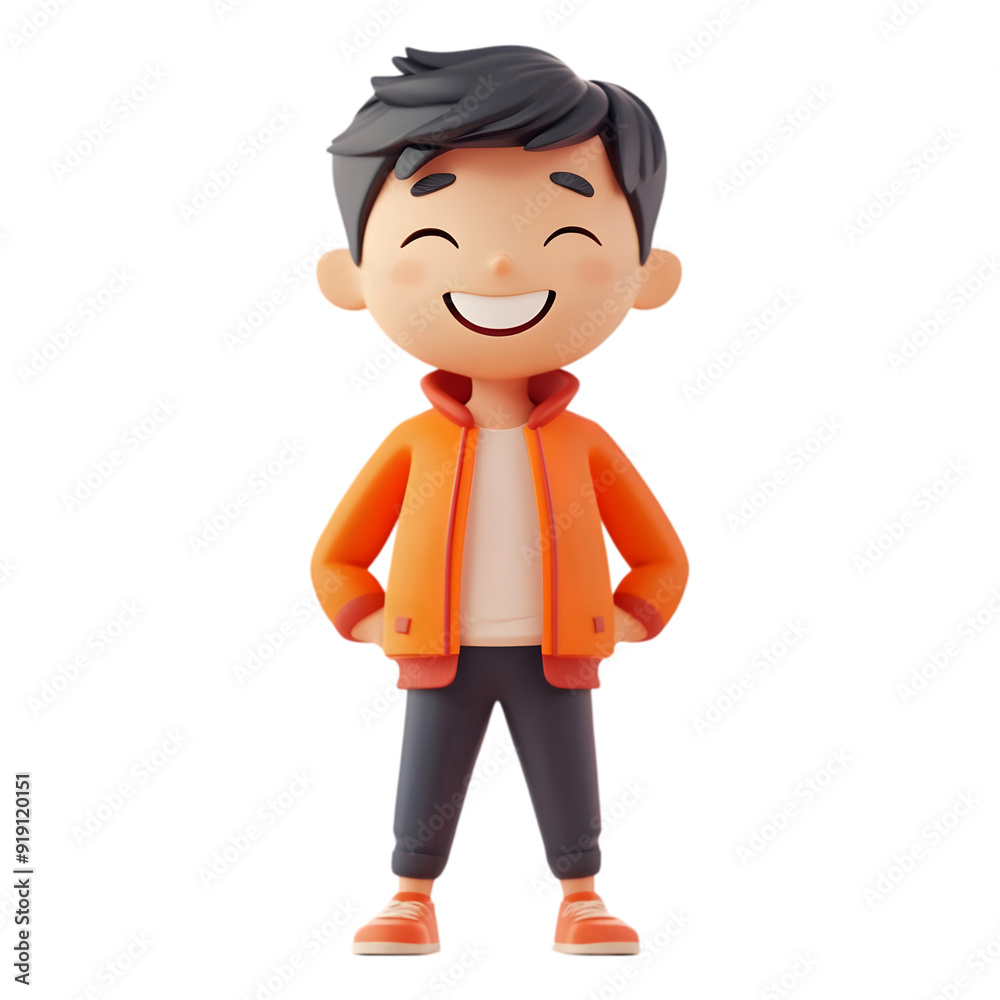 Happy smiling Asian cartoon character, boy kid isolated Happy smiling Asian cartoon character, boy kid isolated