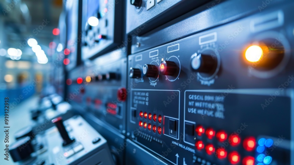 Digital control panels in a production facility, showcasing the integration of technology in industrial operations. Digital control panels in a production facility, showcasing the integration of technology in industrial operations.