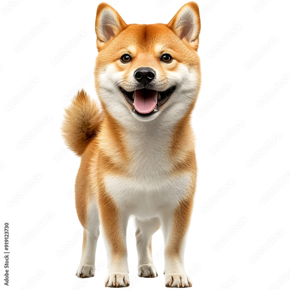 Cheerful Shiba Inu Dog Wagging Tail in Studio Portrait on White Background Transparent png Cheerful Shiba Inu Dog Wagging Tail in Studio Portrait on White Background Transparent png