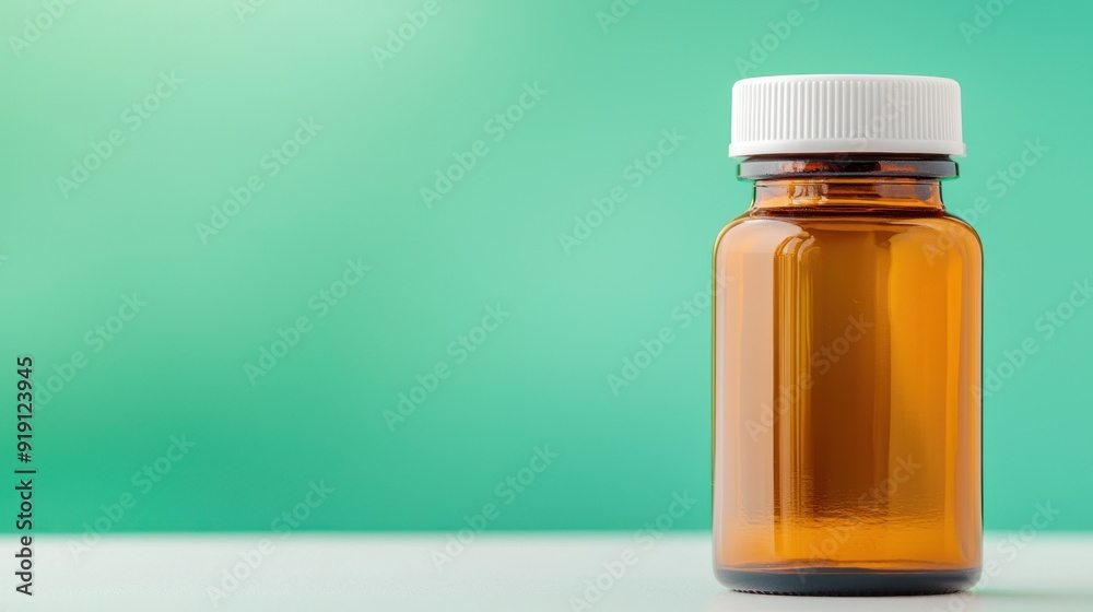 Detailed view of a bottle of trace minerals with focus on energy support, bright background Detailed view of a bottle of trace minerals with focus on energy support, bright background