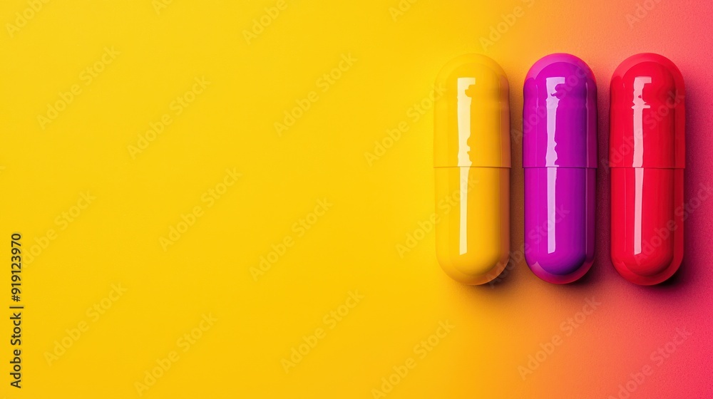 Close-up of energy-boosting supplements with vibrant packaging, dynamic and colorful setting Close-up of energy-boosting supplements with vibrant packaging, dynamic and colorful setting