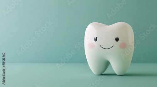 Smiling Tooth on a Green Background photo