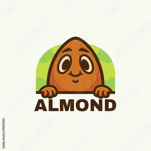 Almond Nut cartoon mascot character logo design