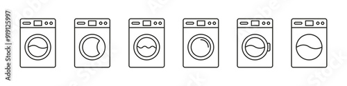 Washing machine icon. Laundry vector set. Linen washing sign.