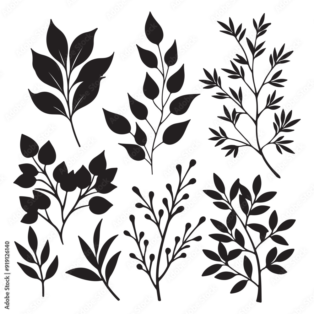 Plants silhouette vector images Plants silhouette vector images