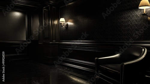 Empty elegant dark room at night with copy space