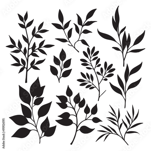 Plants silhouette vector images