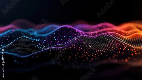 Electric wave spreading through a digital universe, with spectrum colors representing expansive network technology