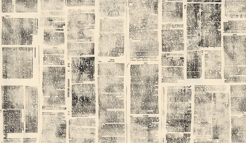 Obraz premium Newspaper texture background with vintage newspaper pages for design and print, digital paper. Vintage newspaper backdrop with aged and distressed elements for collage or pattern,