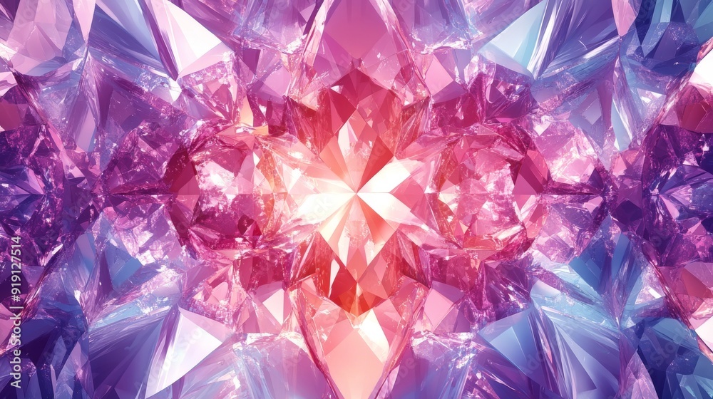 Abstract Background of Shiny Pink and Purple Crystal Facets Abstract Background of Shiny Pink and Purple Crystal Facets