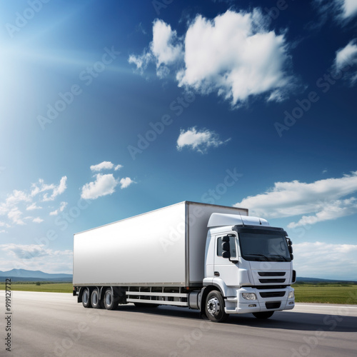 PNG delivery truck mockup, transparent design