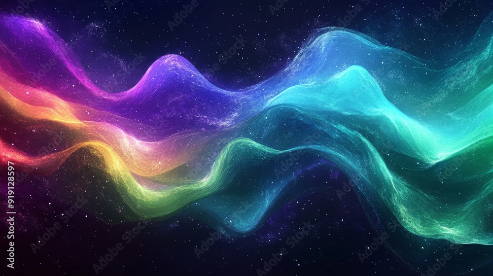 Abstract Wavy Aurora Borealis with Stars Abstract Wavy Aurora Borealis with Stars