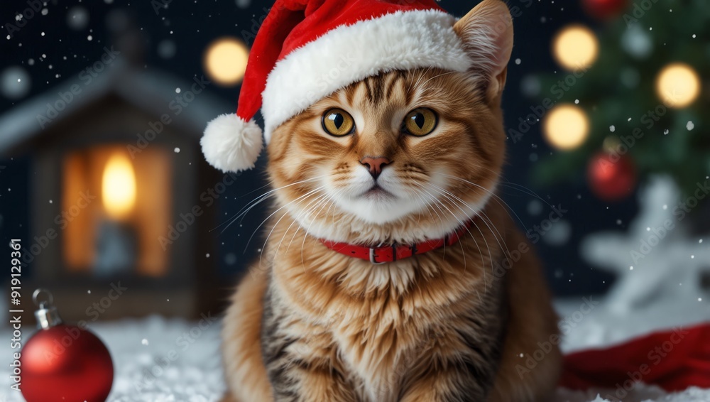 cat on the Christmas tree cat on the Christmas tree