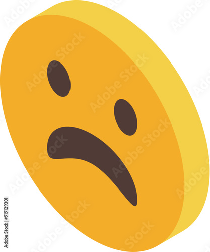 Yellow sad emoji with a downcast mouth expressing a negative emotion