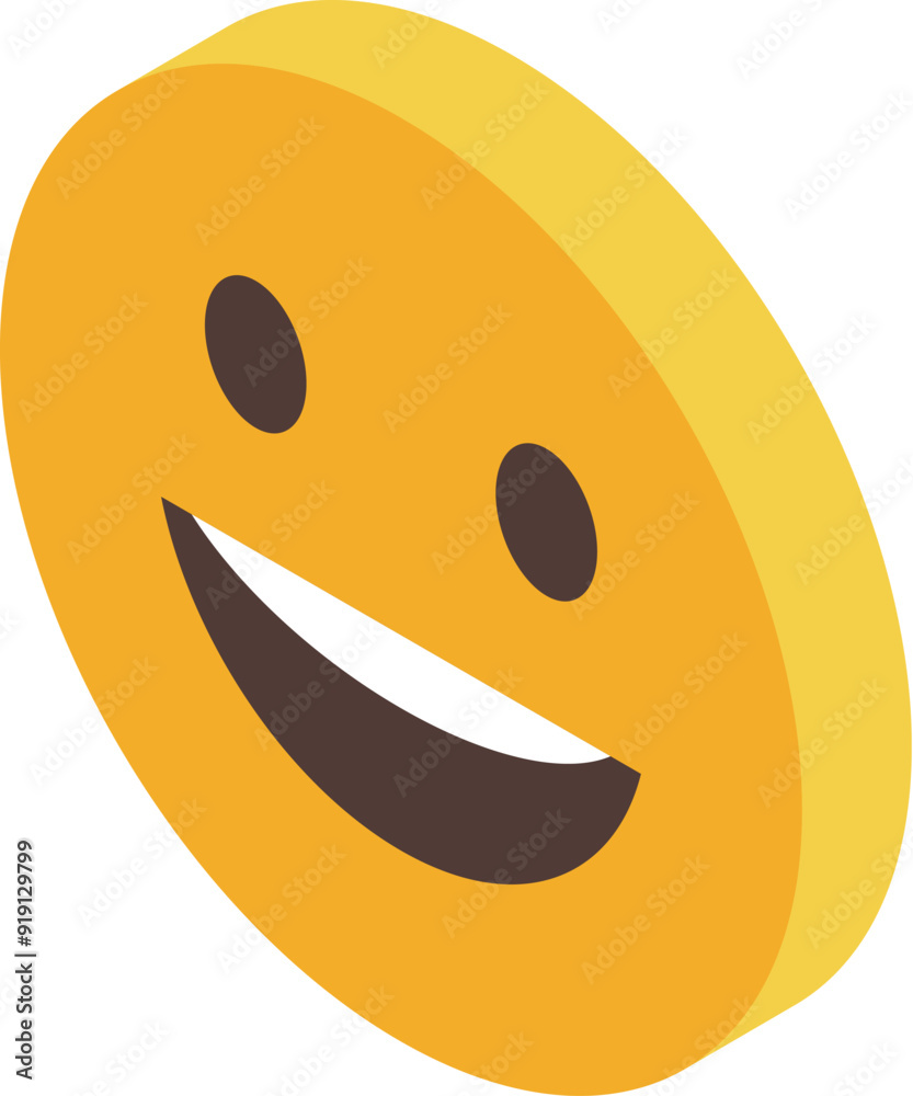 Fototapeta premium Yellow emoji showing big smile expressing happiness