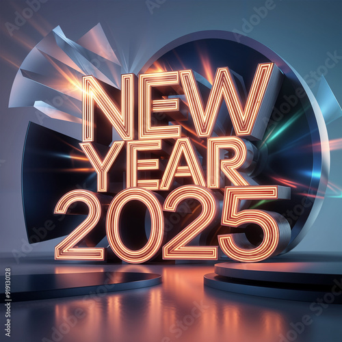 2025-Happy New Year Text 2025 3D text