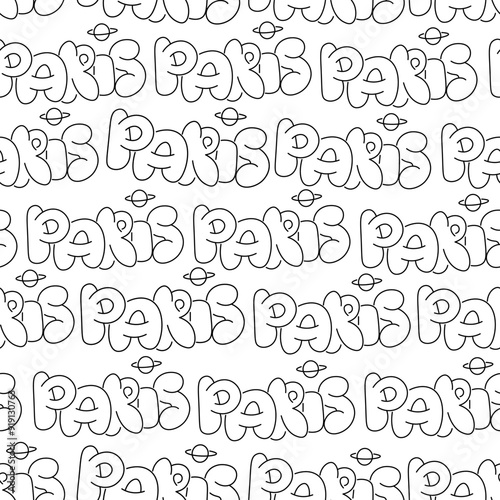 seamless pattern with Paris letters in graffiti style. Design for backgrounds, textile, fabric, print, wallpaper, wrapping