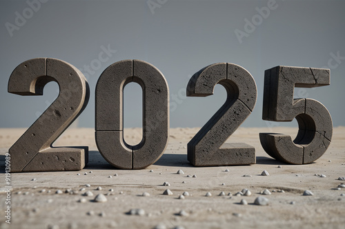 2025-Happy New Year Text 2025 3D text