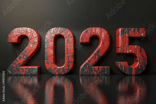 2025-Happy New Year Text 2025 3D text