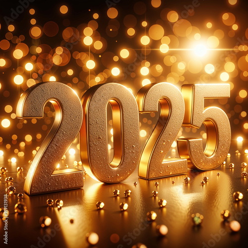 2025-Happy New Year Text 2025 3D text