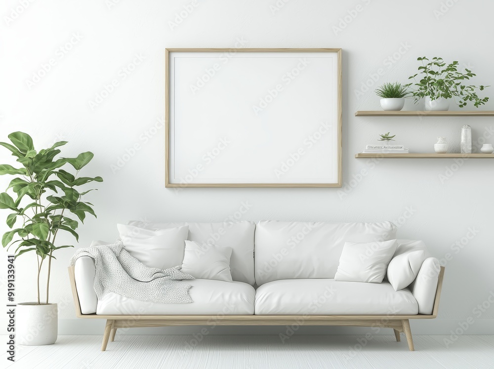 A mock-up of an ISO A paper frame for a living room wall poster. An interior mockup with a house background. A modern interior design. 3D rendering. A mock-up of an ISO A paper frame for a living room wall poster. An interior mockup with a house background. A modern interior design. 3D rendering.