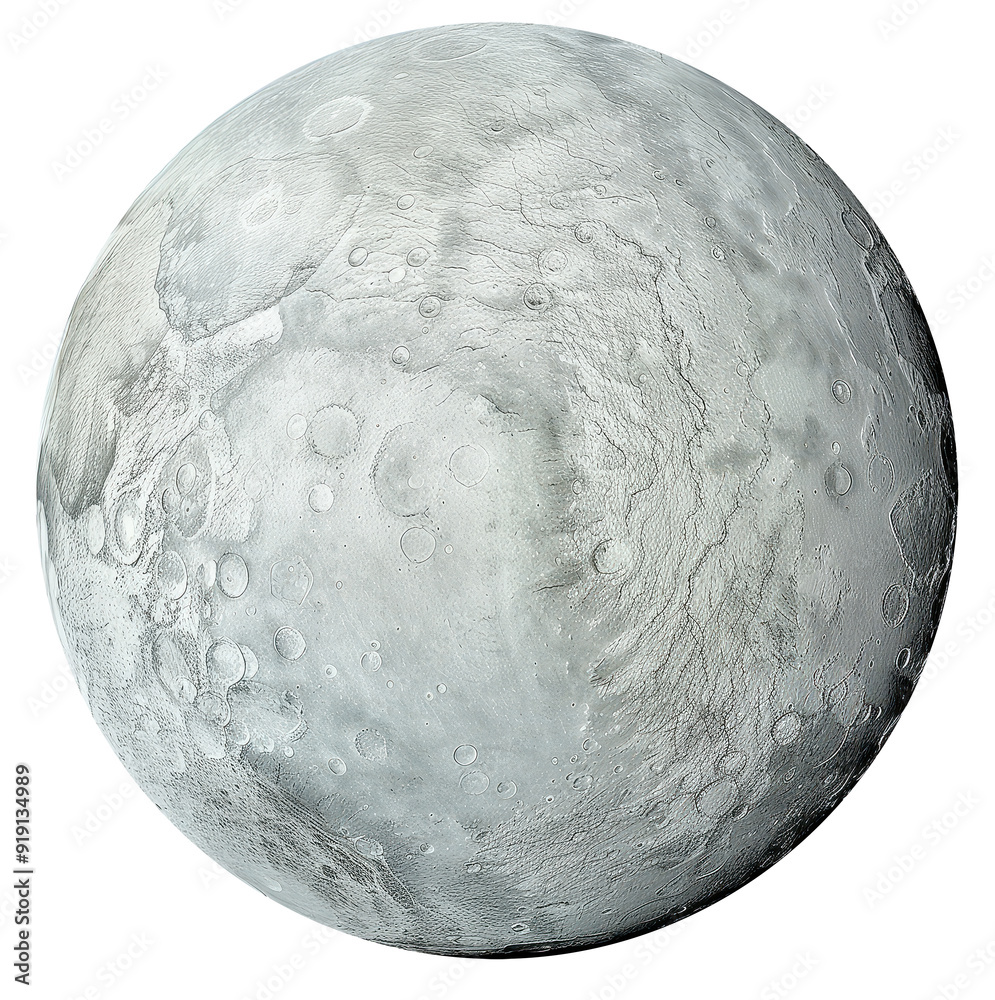Eris seen from space on solid transparent background