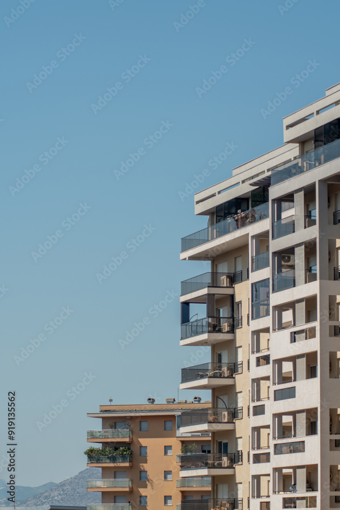 Fototapeta premium modern apartment building luxury exterior on a sunny day