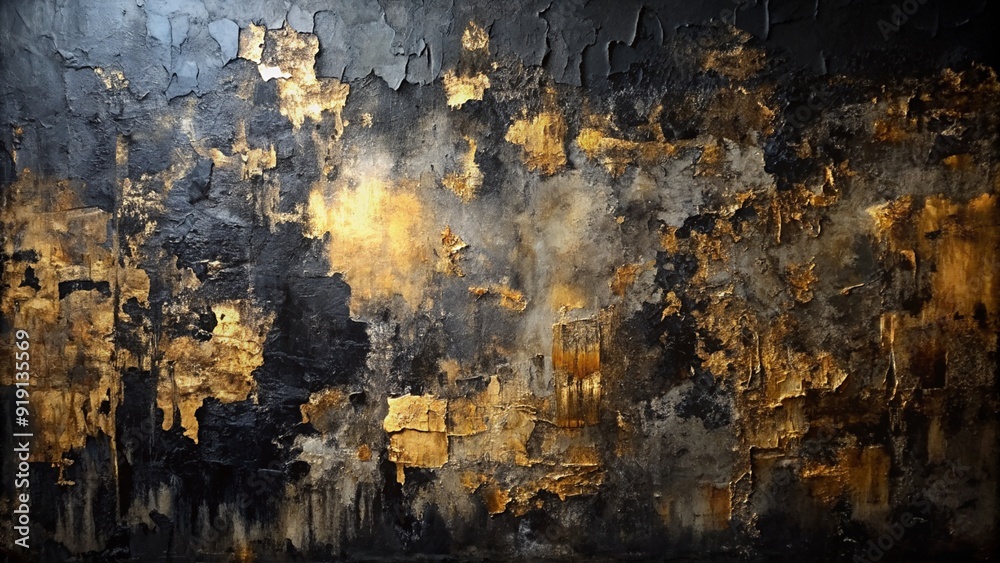 Gold leaf and black oil painting background texture Gold leaf and black oil painting background texture