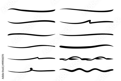 Adobe Illustrator Artwork, Set of hand drawn underline.