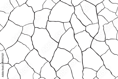 Vector and clip art pattern with many cracks and scratches. Cracked barren desert earth on background banner caused by drought from global warming.
