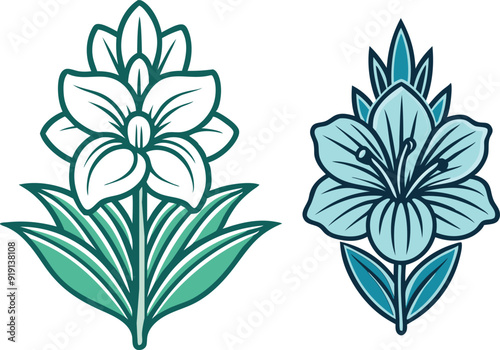 gladiolus flower silhouette vector line art icon