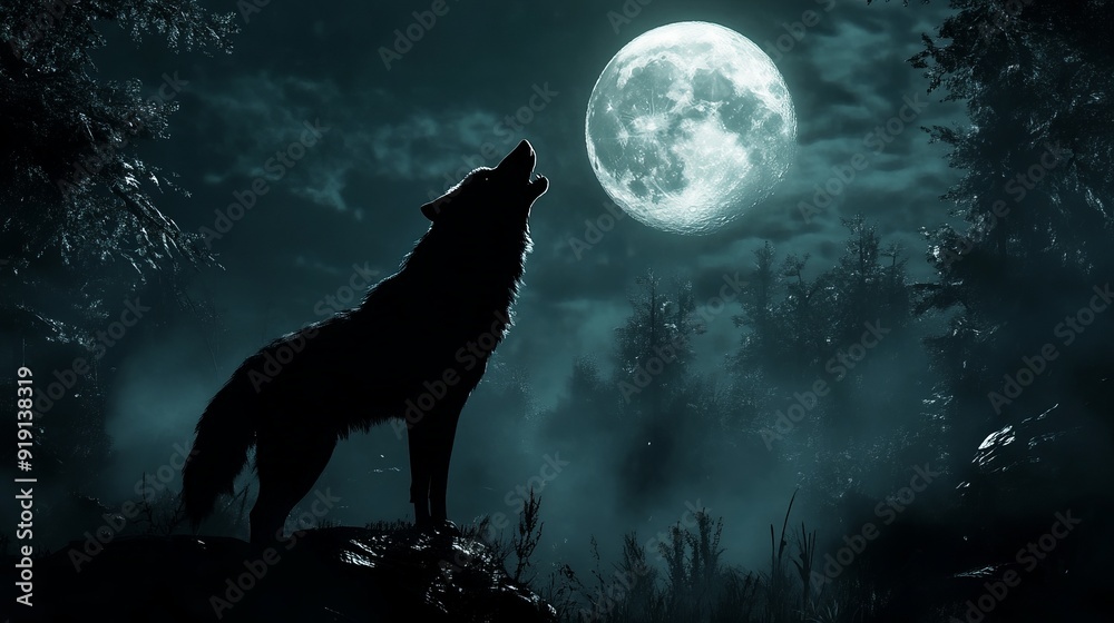 Majestic Wolf Howling at Full Moon in Dense Forest | Wildlife Photography Majestic Wolf Howling at Full Moon in Dense Forest | Wildlife Photography
