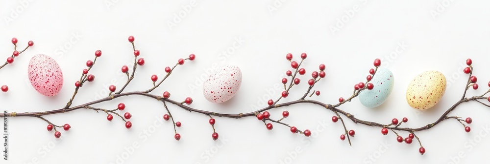 © Mark - Spring Wreath with Colorful Easter Eggs and Leaves for Easter Decorations © Mark - Spring Wreath with Colorful Easter Eggs and Leaves for Easter Decorations