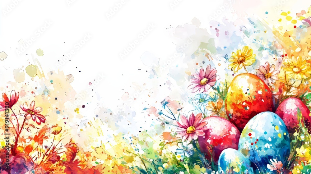 This Easter background features a floral wreath and easter eggs, suitable for seasonal advertising and greeting cards. This Easter background features a floral wreath and easter eggs, suitable for seasonal advertising and greeting cards.