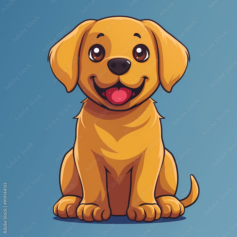 Cute cartoon golden retriever puppy with a joyful expression. Cute cartoon golden retriever puppy with a joyful expression.