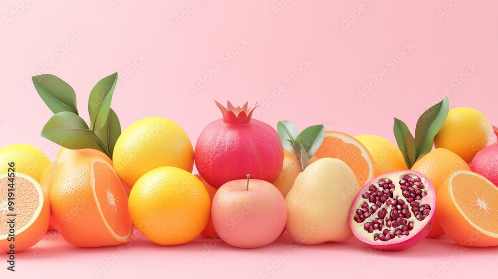 Visually depict a group of seasonal fruits Visually depict a group of seasonal fruits